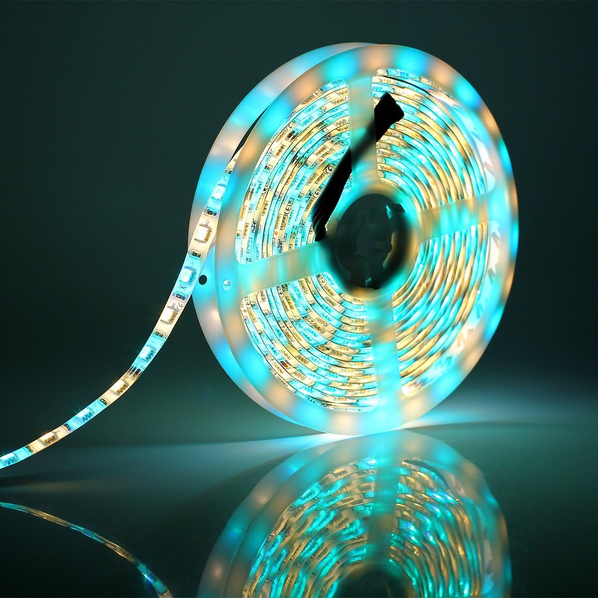 SUPERNIGHT RGBWW LED Strip Light IP65 Waterproof RGB Color Changing Rope Lighting with Warm White 3500K Color 16.4ft 300leds 5050 Tape Light (RGB + Warm White)