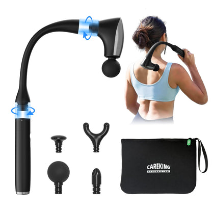 CAREKING 2-in-1 Detachable Muscle Massage Gun Deep Tissue with 20'' Extension Handle, Back and Neck Massager for Pain Relief, Handheld Massager for Shoulder Lower Back Leg Waist, FSA-HSA Eligible