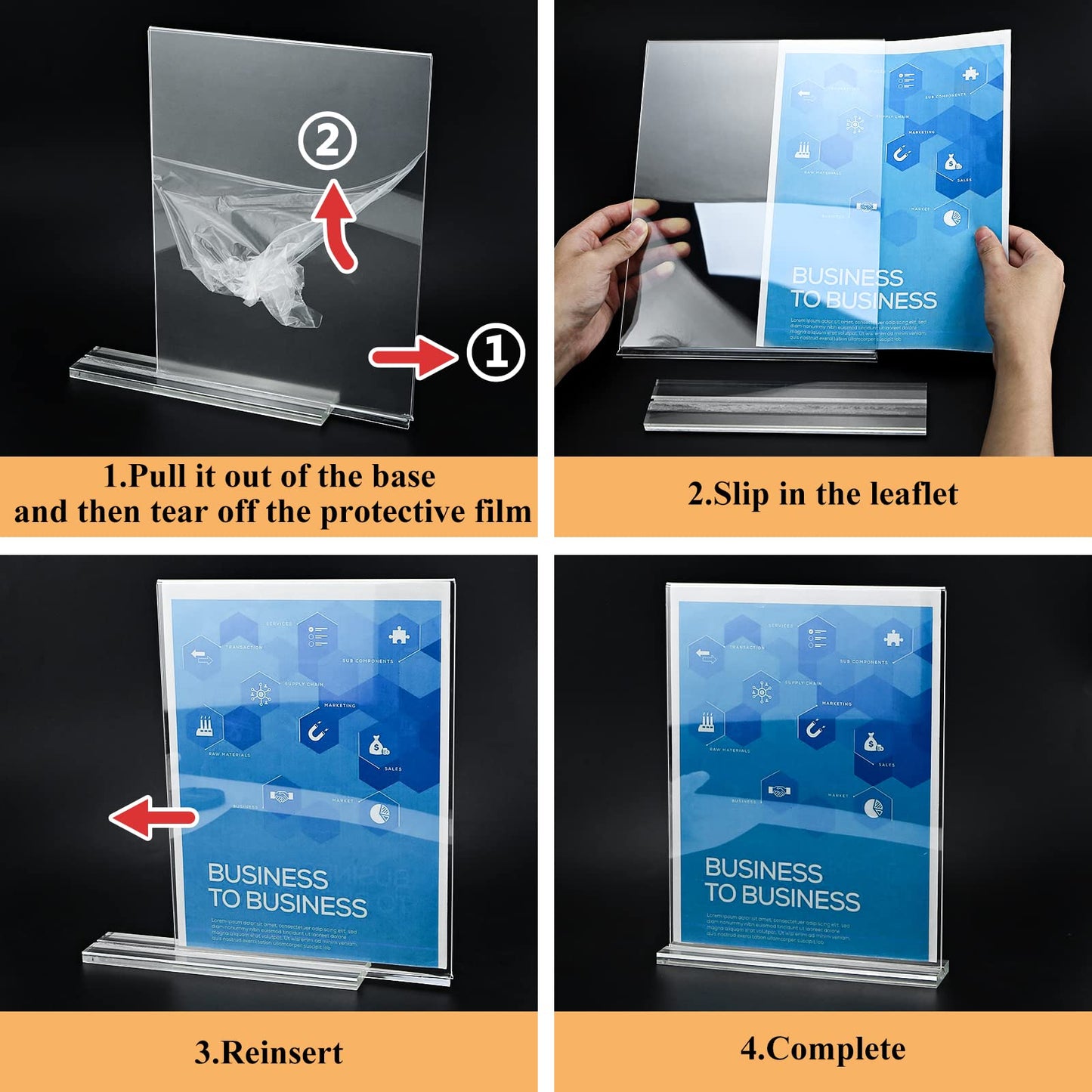 Arrobust Acrylic Sign Holder 8.5 x 11, Double Sided Clear Acrylic Display Table Signs Stand, T Shape Flyer Holder Plastic for Picture Paper Frame Holder Home Office Menu Retail Show Fair, 6 Pack