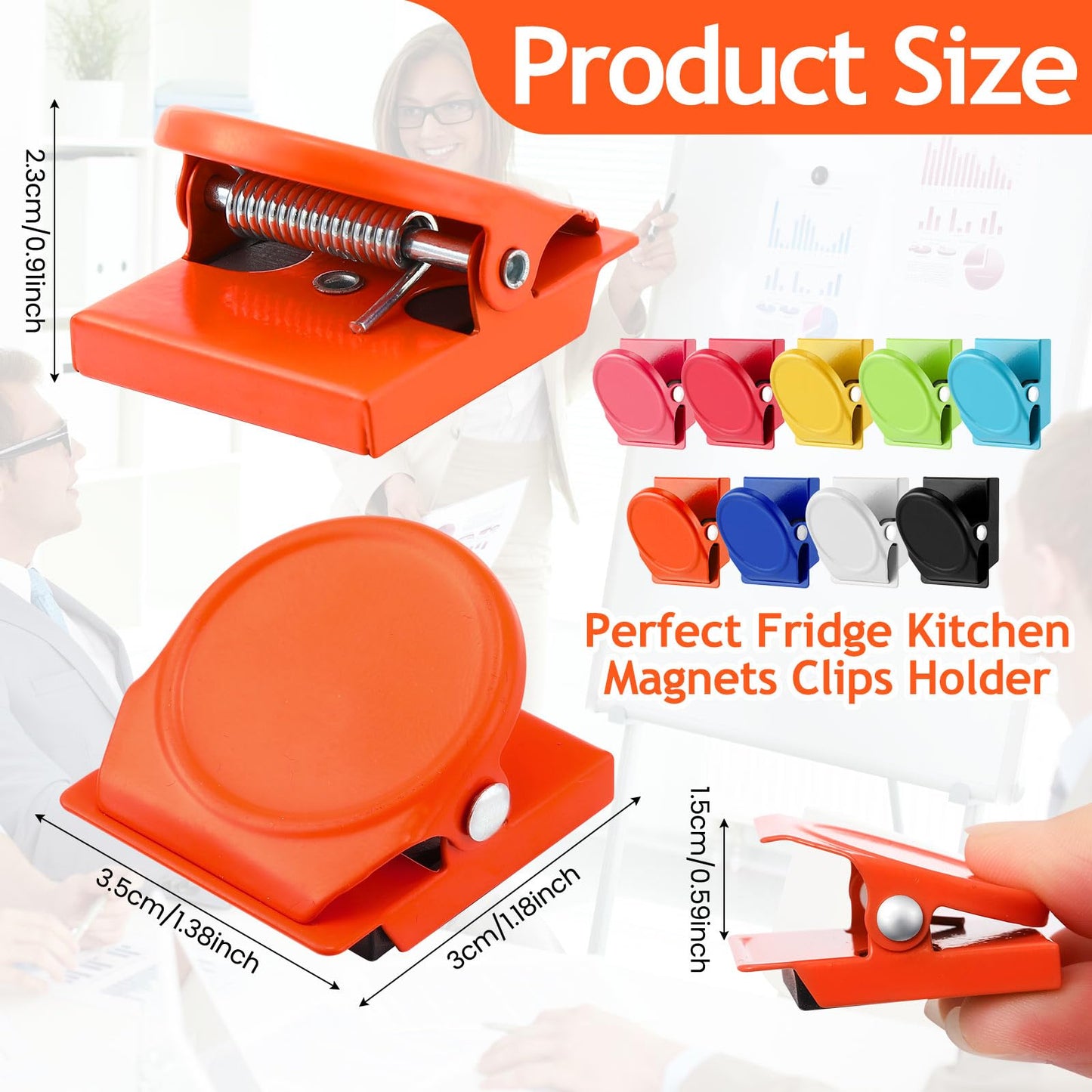 Tenceur 54 Pcs Metal Magnetic Clips Heavy Duty Refrigerator Whiteboard Magnet Clip for Office Classroom Teacher School Locker Supplies(Multi Color)