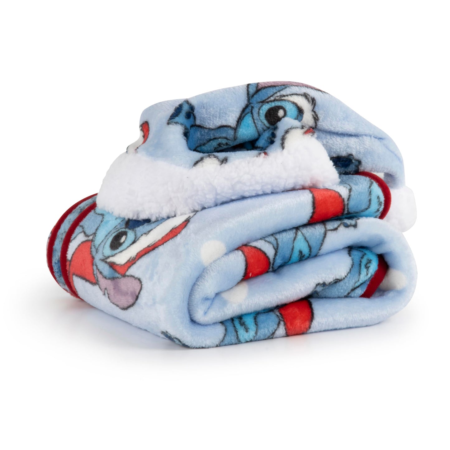 Jay Franco Santa Hat and Throw Set – 2-Piece 17" Inch Holiday Hat and 40" x 50" Inch Ultra-Soft Plush Fleece Blanket Gift Set, Official Licensed Product, Blue - Stitch