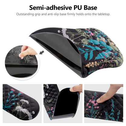 Mouse Pad Wrist Support, Laokiiy 2 in1 Keyboard Wrist Rest+ Ergonomic Mouse Pad, Non-Slip Wrist Rest for Computer Keyboard, Made Easy Typing & Relieve Wrist Pain(Flower)