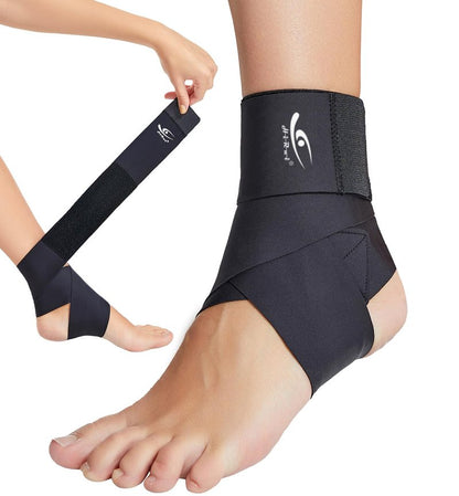 HiRui Ultrathin High-Elastic Ankle Wraps Ankle Brace for Men Women Kids, Adjustable Ankle Straps for Running, Football, Basketball, Sprains, Arthritis, Plantar Fasciitis (Black, Medium (Pack of 2))