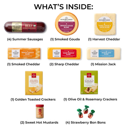 Hickory Farms Signature Beef Meat and Cheese Gift Basket (Extra Large) - Box Set | Charcuterie Board Food | Summer Sausage | Father's Day | Mother's Day | Easter | Christmas | Holiday | Housewarming | Gourmet | Sympathy | Care Package