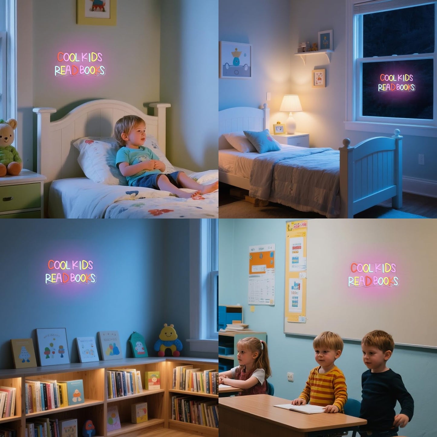 VVYXX Cool Kids Read Books Neon Sign Reading Corner for Kids Neon Signs for Wall Decor LED Light Library Classroom Book Club Christmas Gift for Teens