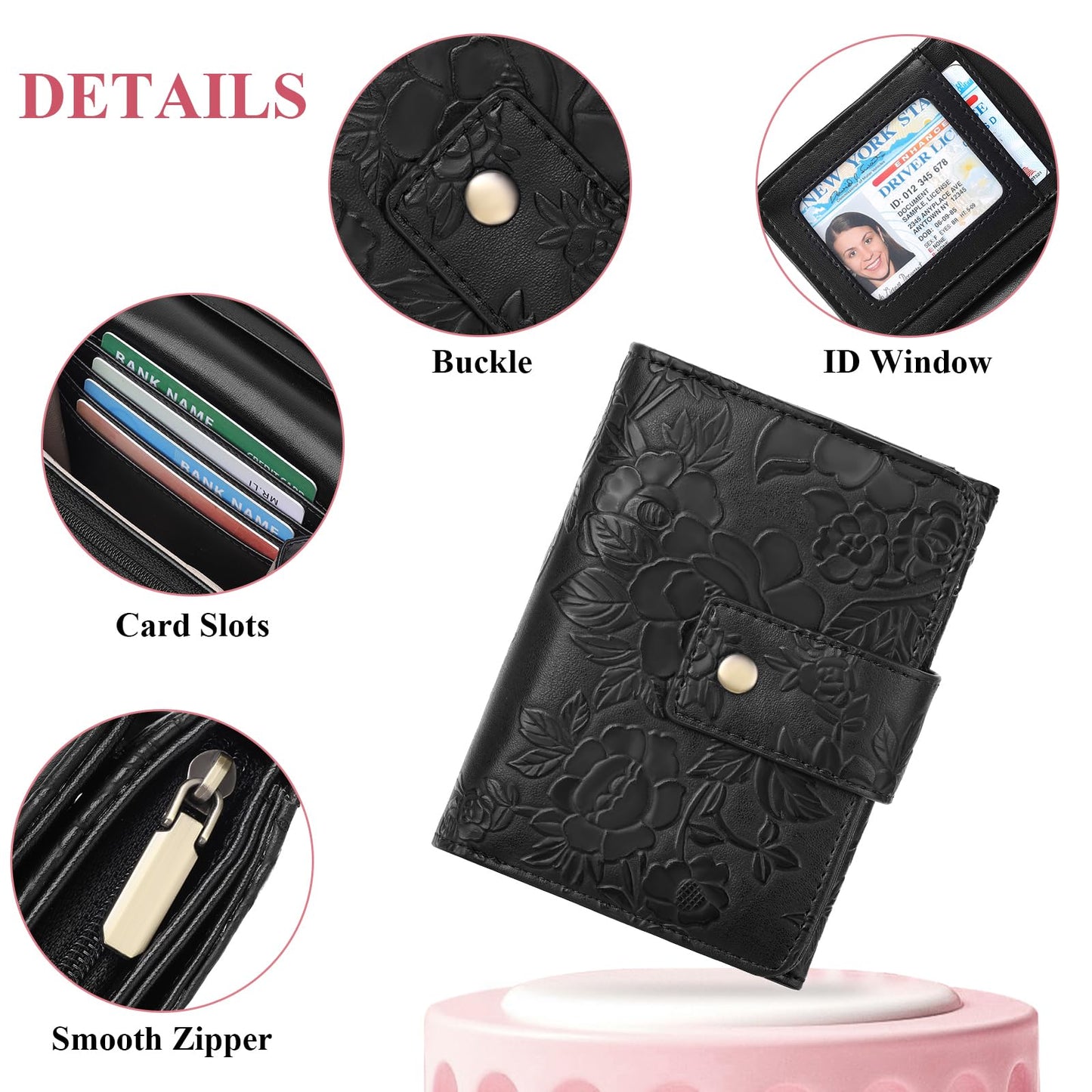 SENDEFN Wallets for Women Trifold Ladies Wallet Credit Card Holder Coin Pocket with ID Window