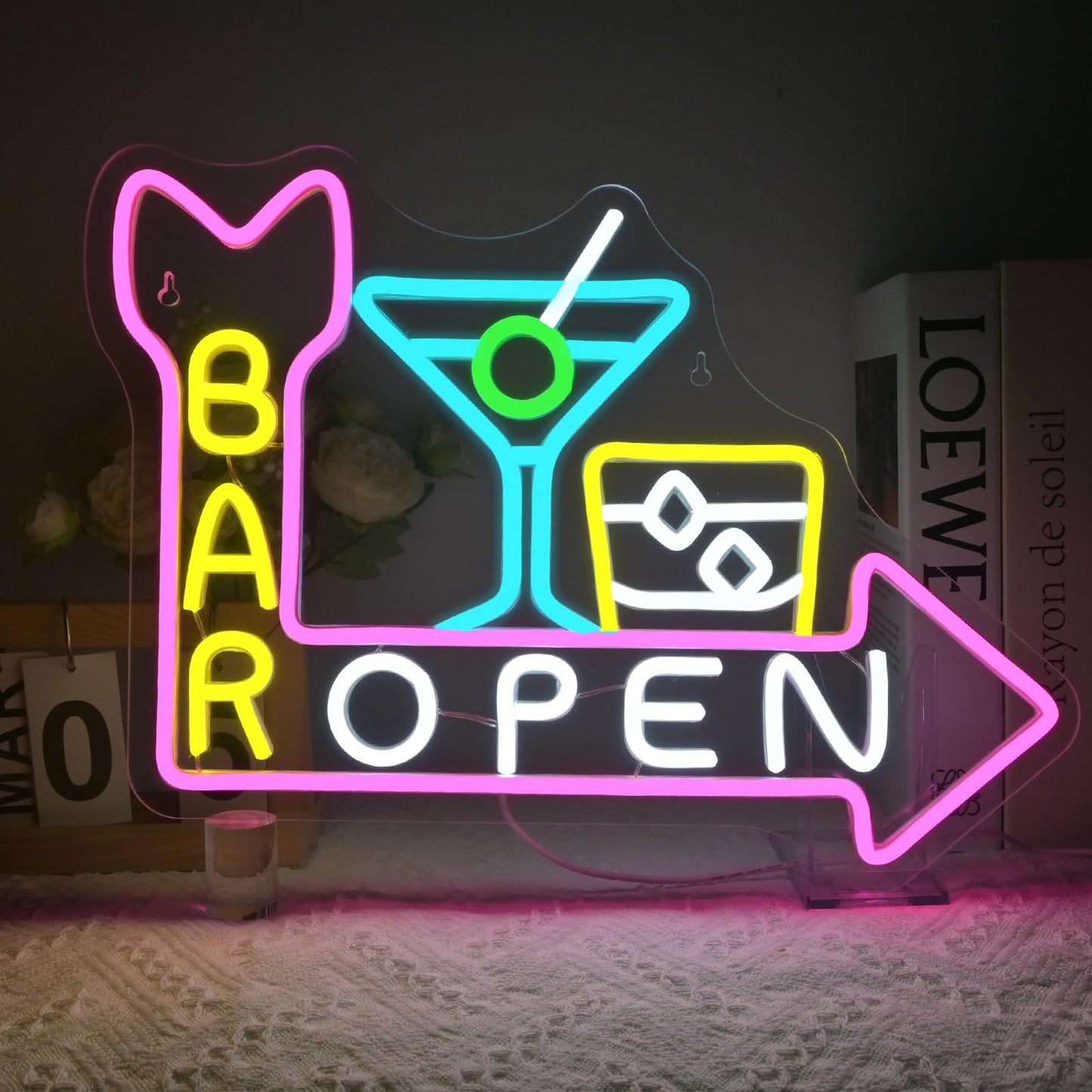 VVYXX Bar Open Neon Signs for Wall Decor Neon Open Sign Cocktail Led Light for Shop Home Bar Lounge Cafe Restaurant Club Party Salon Tavern Hotel Decor