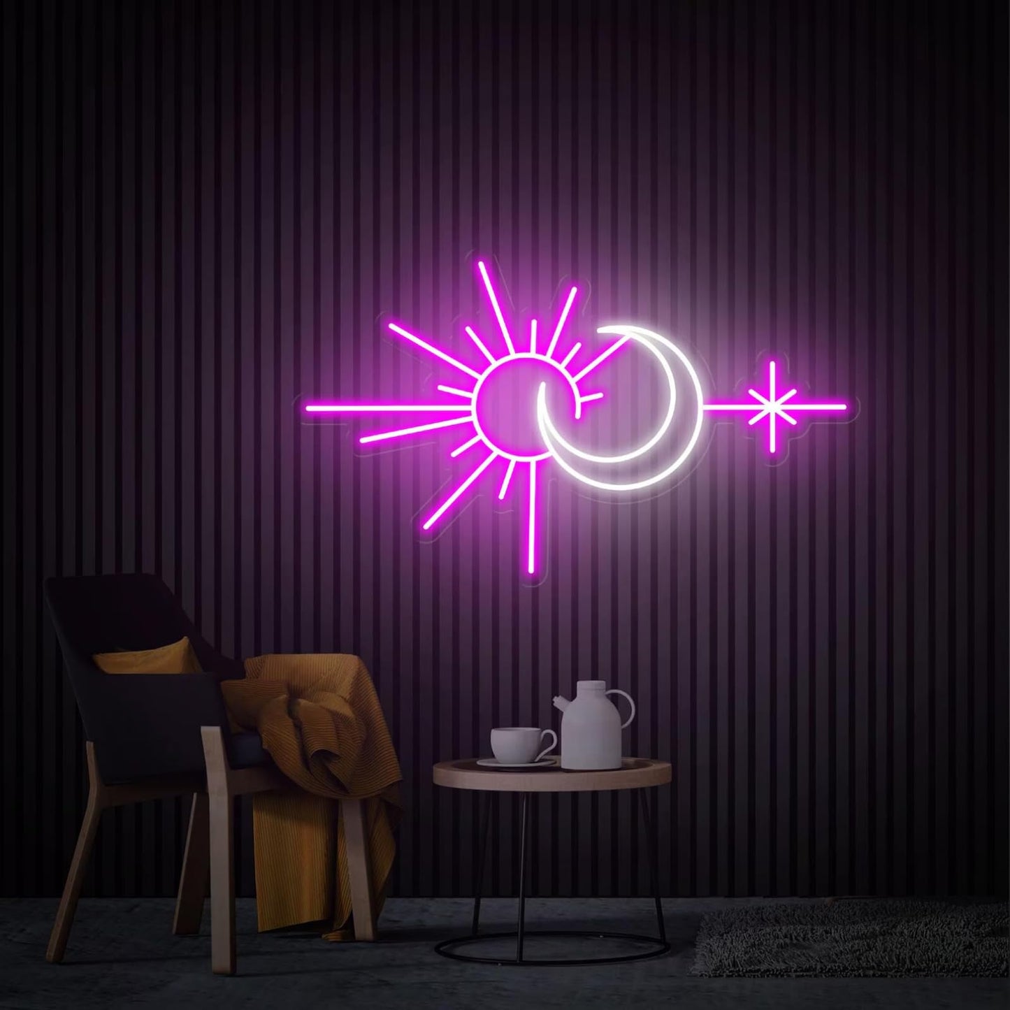 Custom Sun and Moon Neon Sign for Wall Decor Personalized Sunshine Neon Decor for Bedroom Living Room Meditation Studio Boho Room Aesthetic Wall Art Decoration