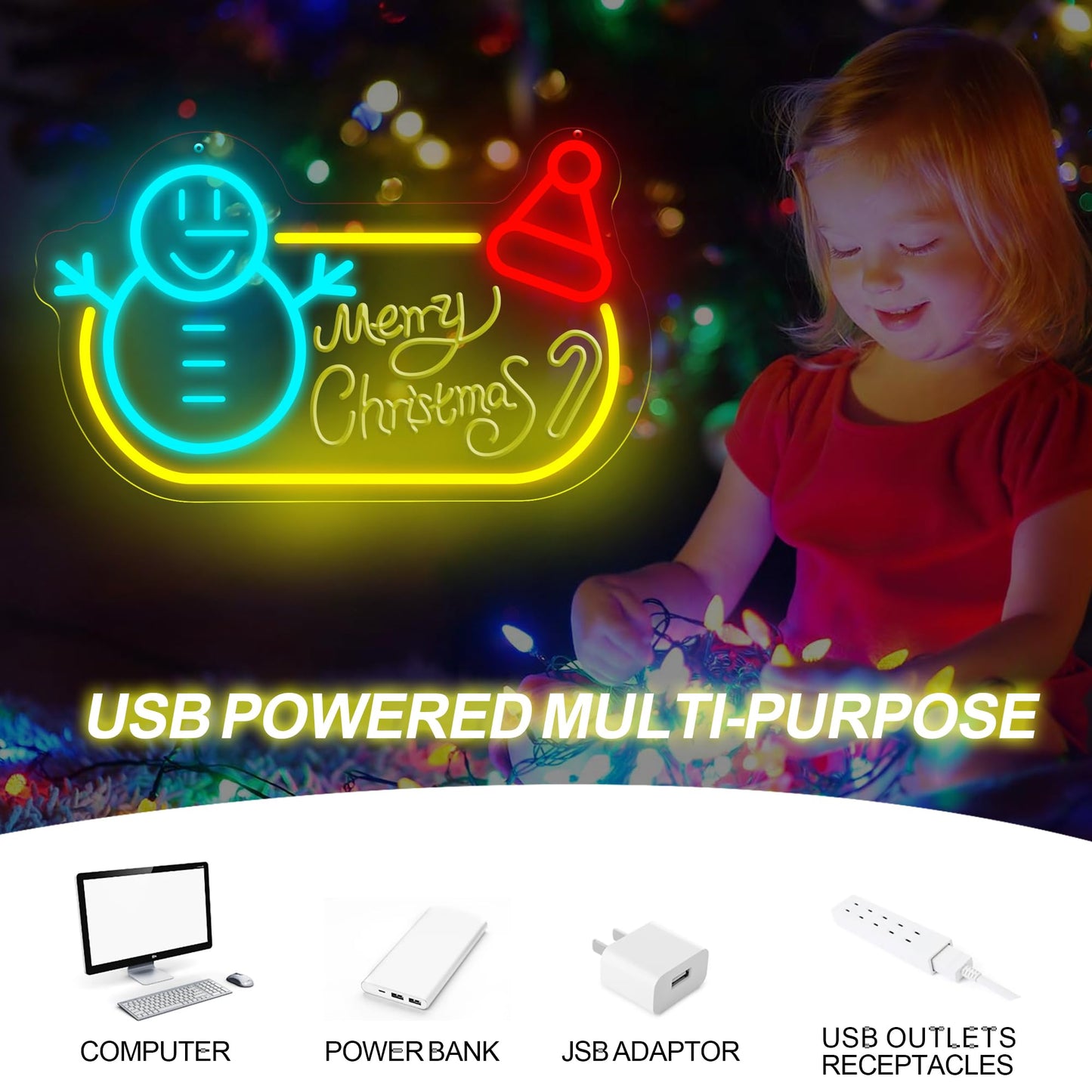 Merry Christmas Snowman Neon Sign 15.7″×9.44″, LED Wall Light – Festive Holiday Decor for Living Room, Shop Window, Office, Christmas Party & New Year Celebration