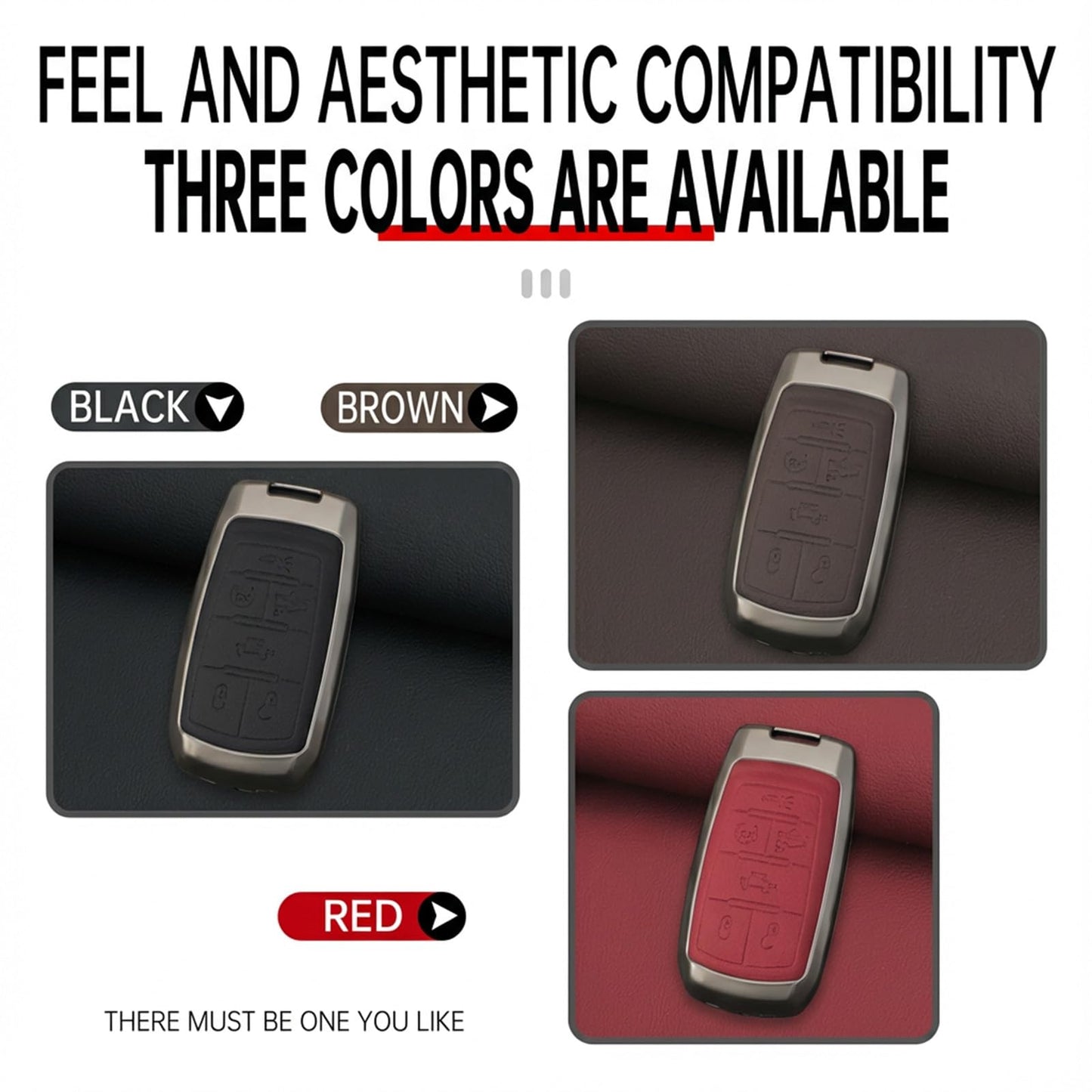 Zinc Alloy Car Key Fob Cover Compatible with 2019-2025 RAM 1500 2500 3500, Metal & Leather Remote Key Case Protector, Full Coverage Hard Shell Holder with Keychain Accessories (B-5-btns-Brown)