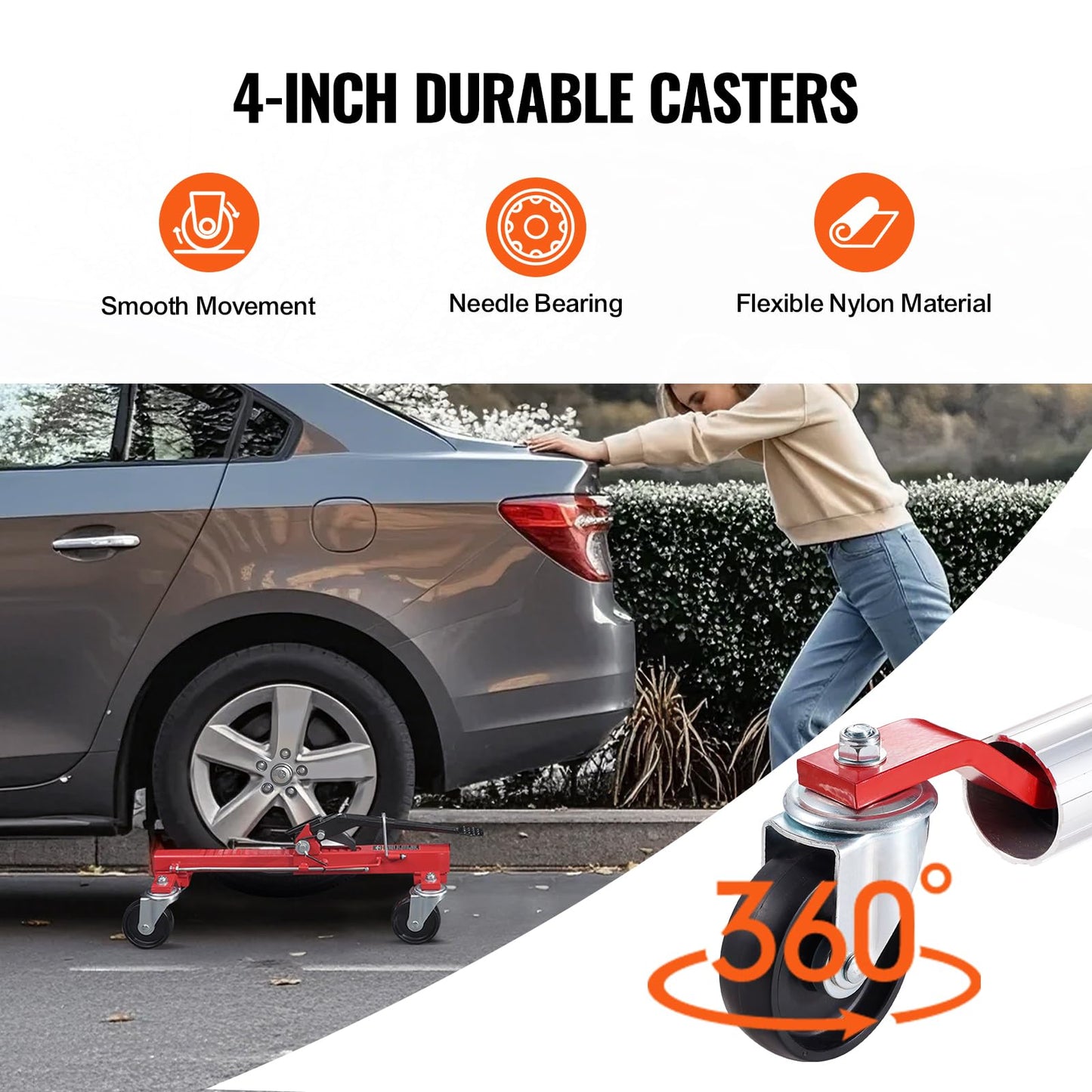 VEVOR Wheel Dolly, 1 Piece Wheel Dolly Car Skate, Heavy Duty Vehicle Positioning with Ratcheting Foot Pedal, Ratchet Type Tire Skate Tire Jack for Car Truck RV Trailer, 1500 LBS