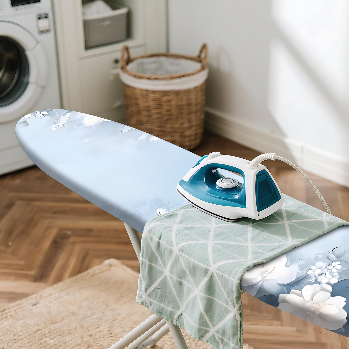 Ironing Board Cover for Crafting, Flat Decoration with Elastic Edge Standard Size, Perfect for Home Laundry Room, Ideal Gift for Craft Enthusiasts (Light Blue, 15" x 54")
