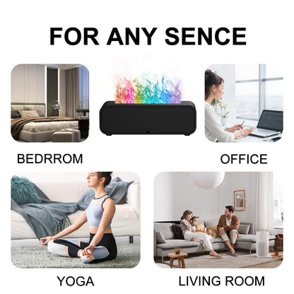 Colorful Flame Fire Diffuser Humidifier, 7 Colors Changing Oil Diffuser, Ultra-Quiet Aroma Essential Oils Aromatherapy Diffusers for Large Room, Bedroom, Office(Timeable, Waterless Auto off-150ml)