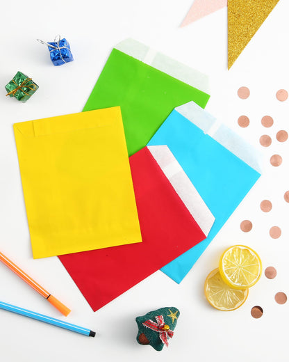 KEYYOOMY 4x6 Inch Paper Treat Bags Green Candy Bags 100 Pack Candy Buffet Bag Small Paper Cookie Bag for Halloween Christmas Party (100 CT, 4x6 Inch)