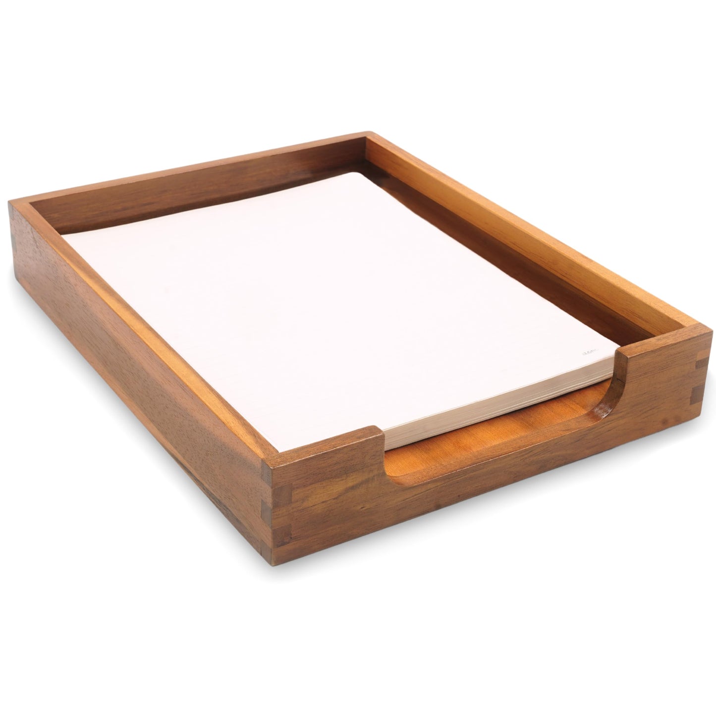 KOLWOVEN Wood Letter Tray -Load Documents Tray for Office Desktop Organizer - Desk Magazine, File, Folder, Paper Holder - Paper Document File Tray Front Drak Brown