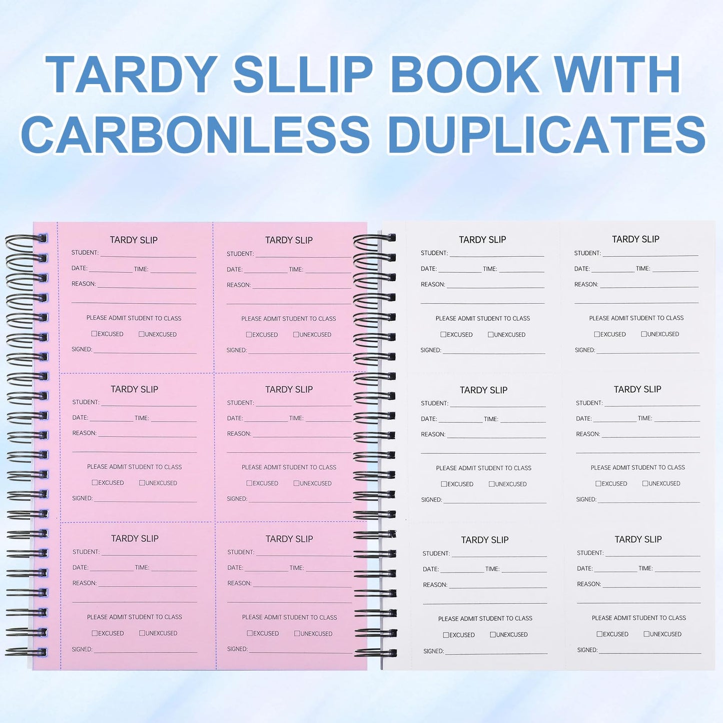 Dunzoom 1 Pack Tardy Slip Book with Carbonless Duplicates 3.5 x 4.3 Inch Tardy Slips Per Book Form Register Copy for School Recording Student Late Arrivals Easy Removal Fold and Tear