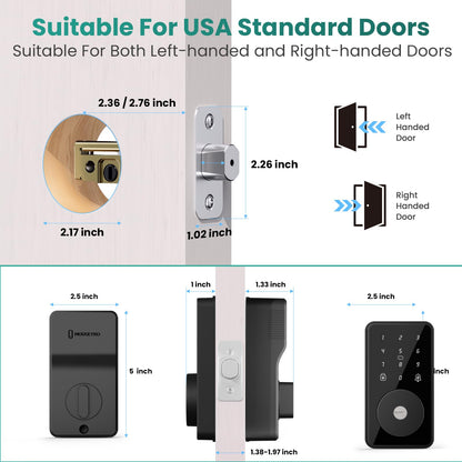 Smart Lock, 4-in-1 Keyless Entry Door Lock for Front Door, Digital Door Lock with Keypad, Bluetooth Smart Deadbolt, App Control