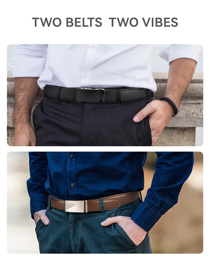 CHAOREN Leather Ratchet Belt Men 2 Pack - Customizable Fit, Effortless Style (35mm)