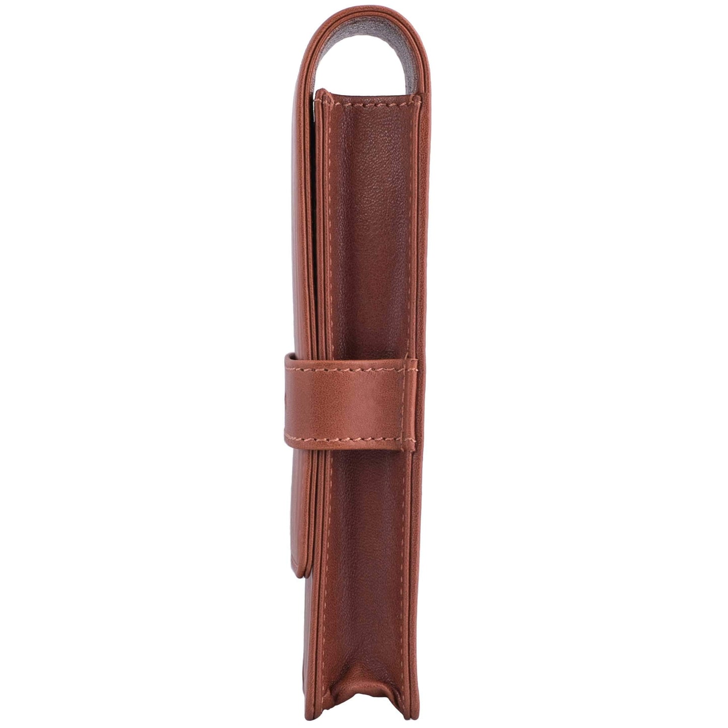 DiLoro Leather Triple Pen Case Pencil Pouch Holder for Three Fountain Ballpoint Rollerball Pens and Pencils (Bugatti Tan)