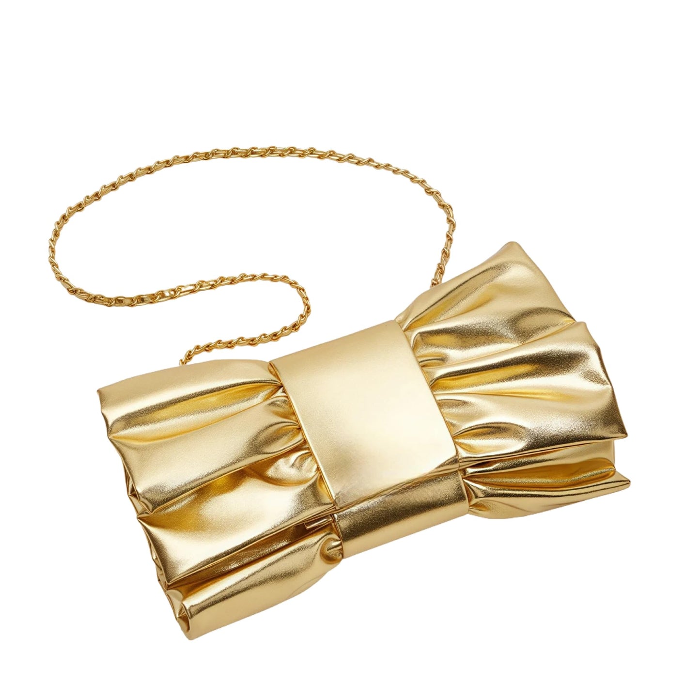 CTTOVIS Evening Clutch Bag Women Bow Purse Handbags Pu Leather Designer Crossbody Bag for Wedding Cocktail Prom Party (Gold)