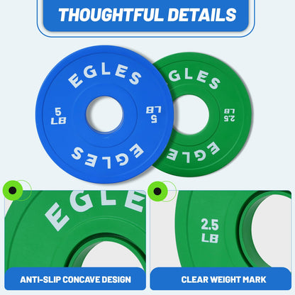 EGLES Change Plates Set 15LB- Green&Blue Rubber-Coated Weight Plates in Pairs, Olympic Bumper Plates, Color-Coded, IWF Standard, Fit 2-Inch Barbells Strength Training Weight Plates Gym & Fitness