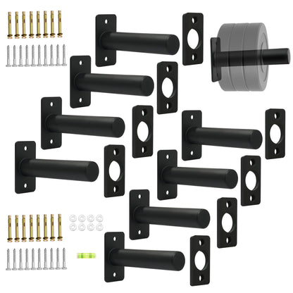 Wall Mounted Olympic Weight Plate Rack, Heavy Duty Metal 2" Plate Holder & Hanger for Home Gym, Garage Gym, Powerlifting & Fitness Equipment Storage, 275 lbs Capacity Barbell Plate Organizer with Screws for Wood & Concrete Walls