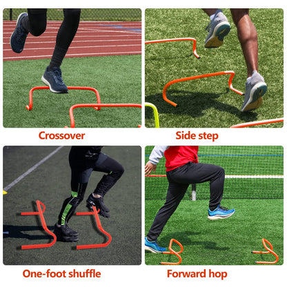 Speed & Agility Ladder Training Equipment Set, Includes 12 Rung 20ft Agility Ladder, 4 Agility Hurdles,12 Disc Cones, 1 Resistance Parachute for Training Football Soccer Basketball Athletes-Blue