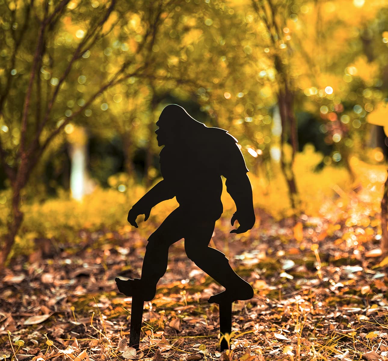 CINPIUK Bigfoot Garden Stake, Metal Sasquatch Yard Sign Christmas Outdoor Decoration Black Bigfoot Sculpture for Lawn Patio Decor