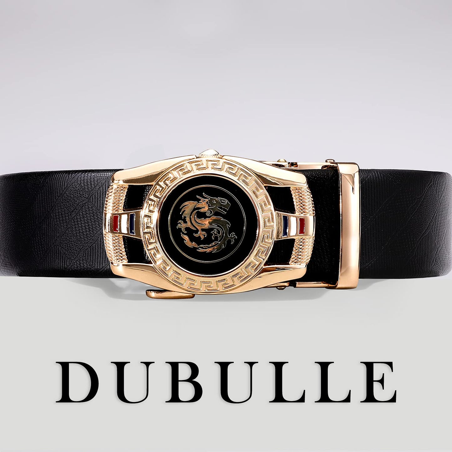 Dubulle Ratchet Belt Gold Dragon Sign Fashion Automatic Buckle Adjustable sliding Ratchet Strap Business Wedding Trim to Fit