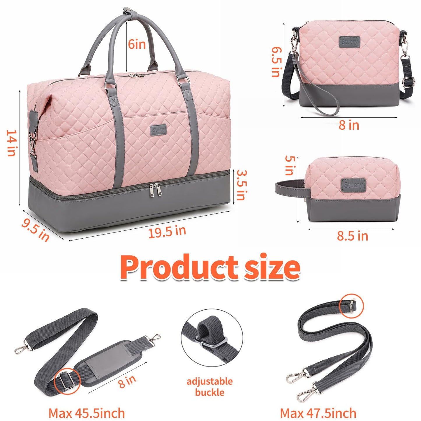 Weekender Bags for Women with Toiletry Bags Large Overnight Bags Travel Duffel Bag Carry On Shoulder Weekend Tote with Shoe Compartment and Wet Pocket
