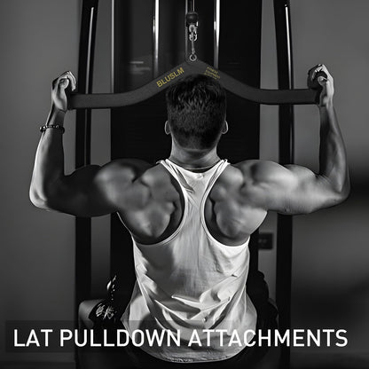 BLUSLM LAT Pull Down Bar for Cable Machine, LAT Pulldown Attachments T-bar V-bar Cable Attachment for Gym, Back Tricep Strength Training Handle