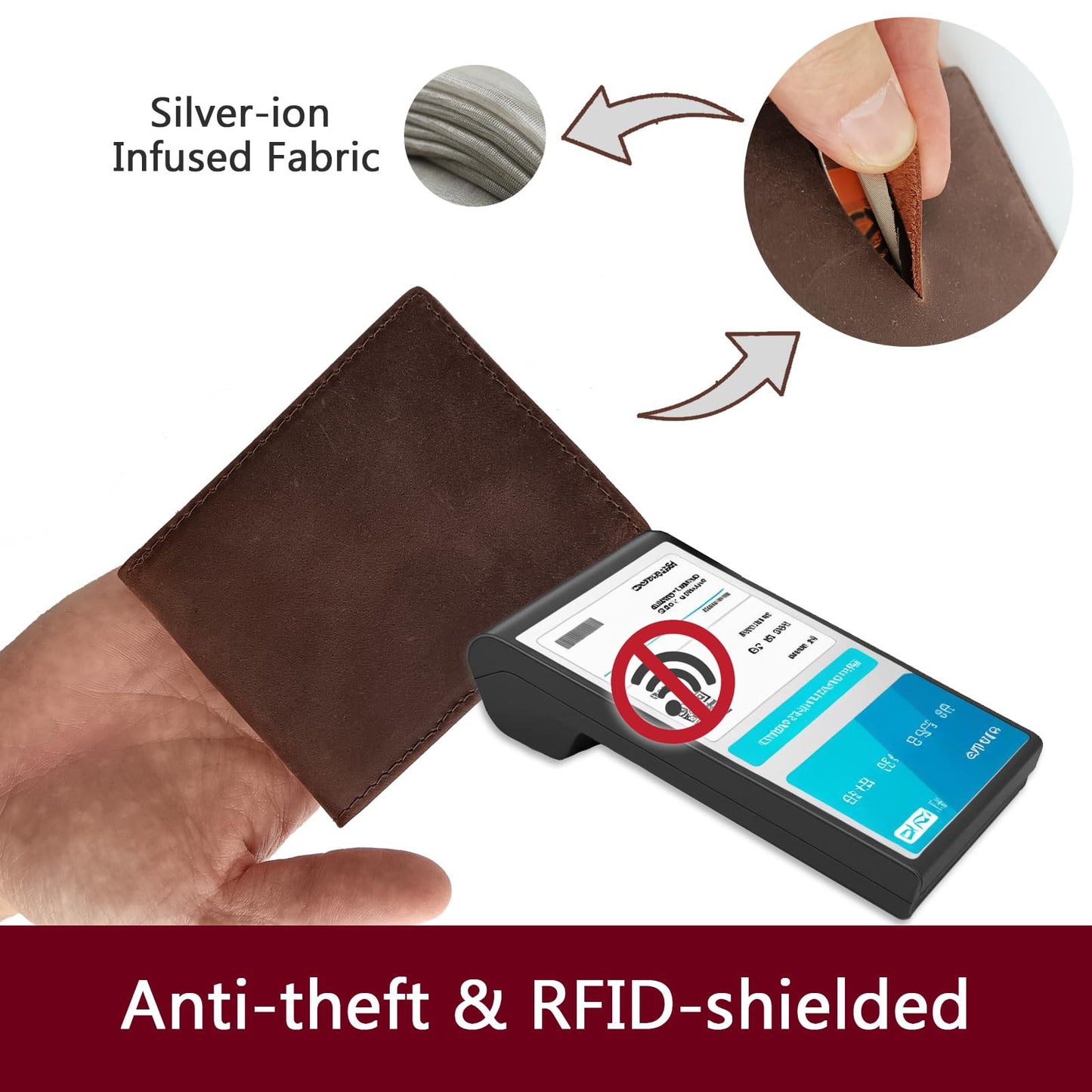 LnxLtw Bifold Travel Wallets for Mens Slim RFID Blocking | Compact Front Pocket Thin Genuine Leather Wallet | Minimalist Credit Card Holder with 4 Card Slots and ID Window Gift Box (Dark Brown)