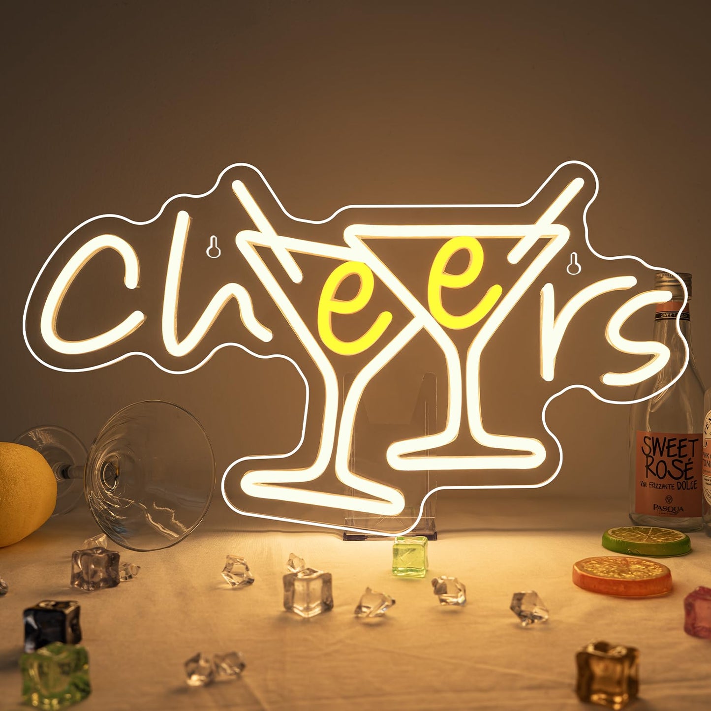WX&YH Cheers Neon Sign Cocktails Bar Led Sign Cheers Neon Signs for Wall Decor Cocktails Glass Neon Lights Signs for Home Pub Party Club Restaurant Shop Bar Lights Decor Gifts