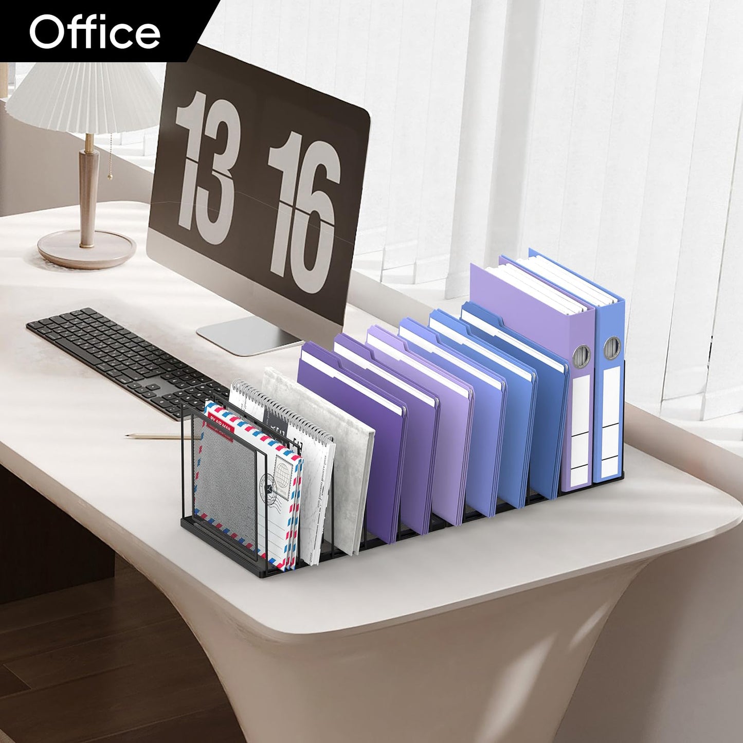 JMHUD File Organizer for Desk, 11-Section Vertical File Sorter, Paper Holder Organizer Standing Metal File Folder for Office Home Classroom, Black