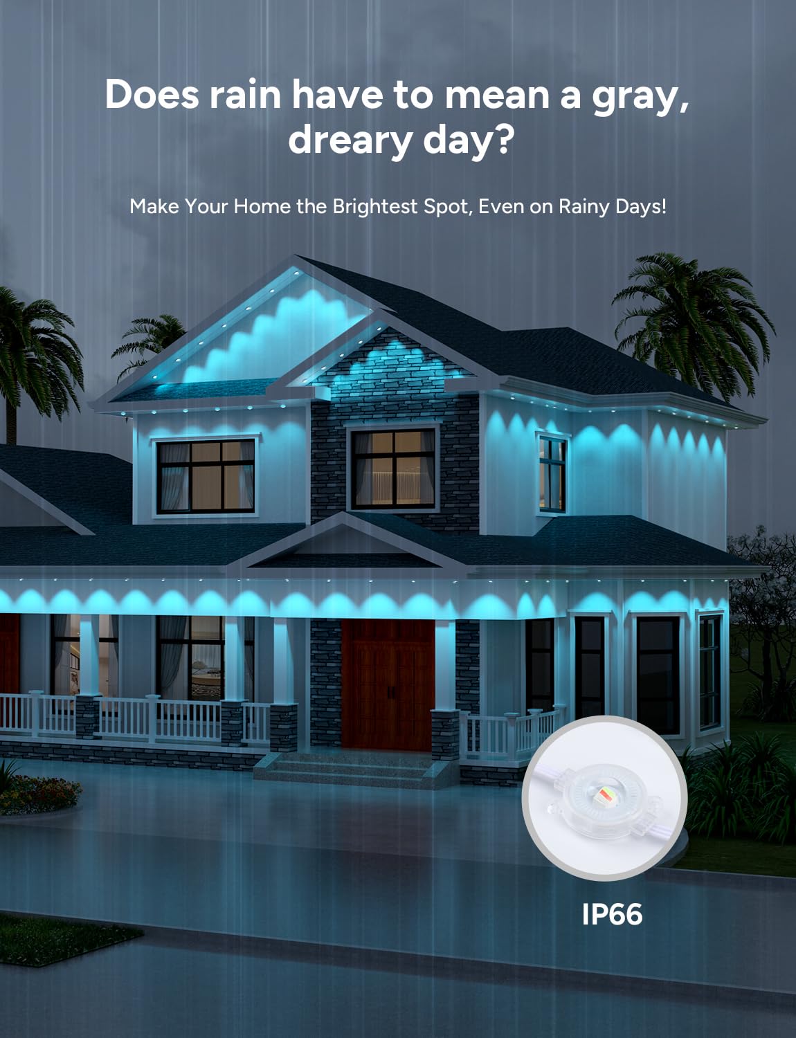 Isalelala Permanent Outdoor Lights, 50ft with 30 RGB LED Lights for Christmas and Daily, 49 Scene Modes+DIY for Christmat Decor, IP66 Waterproof for Outdoor, Compatible with Alexa, Google Assistant
