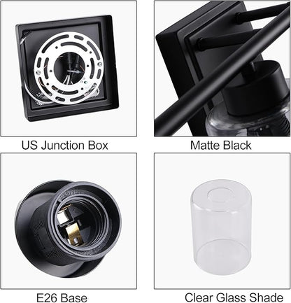 6 Light Bathroom Light Fixtures, 40 Inches Bathroom Lighting Fixtures Over Mirror, Black Vanity Light with Clear Glass Shades