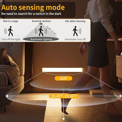 Wireless Under Cabinet Lighting 12 Inch 3 Pack, Magnetic Motion Sensor Light Indoor USB C Rechargeable Closet Lights, 3 Color Dimmable LED Night Light Stick on Under Counter Lights for Kitchen Stairs