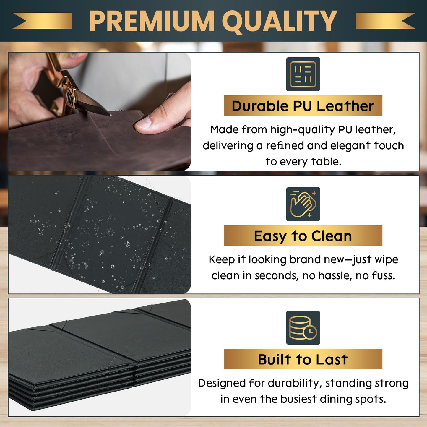 AMGSH 20 Pack 5" × 7" Table Tent Menu Covers, Leatherette PU Leather 3-Side Triangle Picture Frames with Angled Corners, Triangle Menu Holders for Restaurant Coffee Cafe Bar Drink Dessert