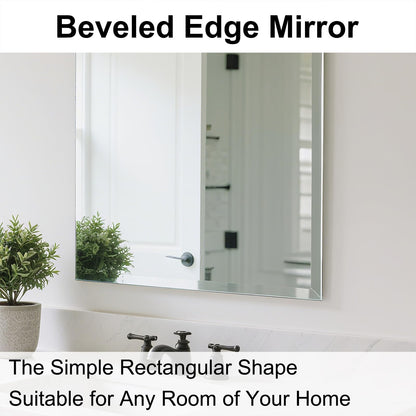 Ruomeng Frameless Full Length Mirror for Wall, 48x14 Inch Bathroom Vanity Mirror Farmhouse, Large Rectangle Mirror with Beveled Edge, Tempered Glass, Hangs Horizontally or Vertically
