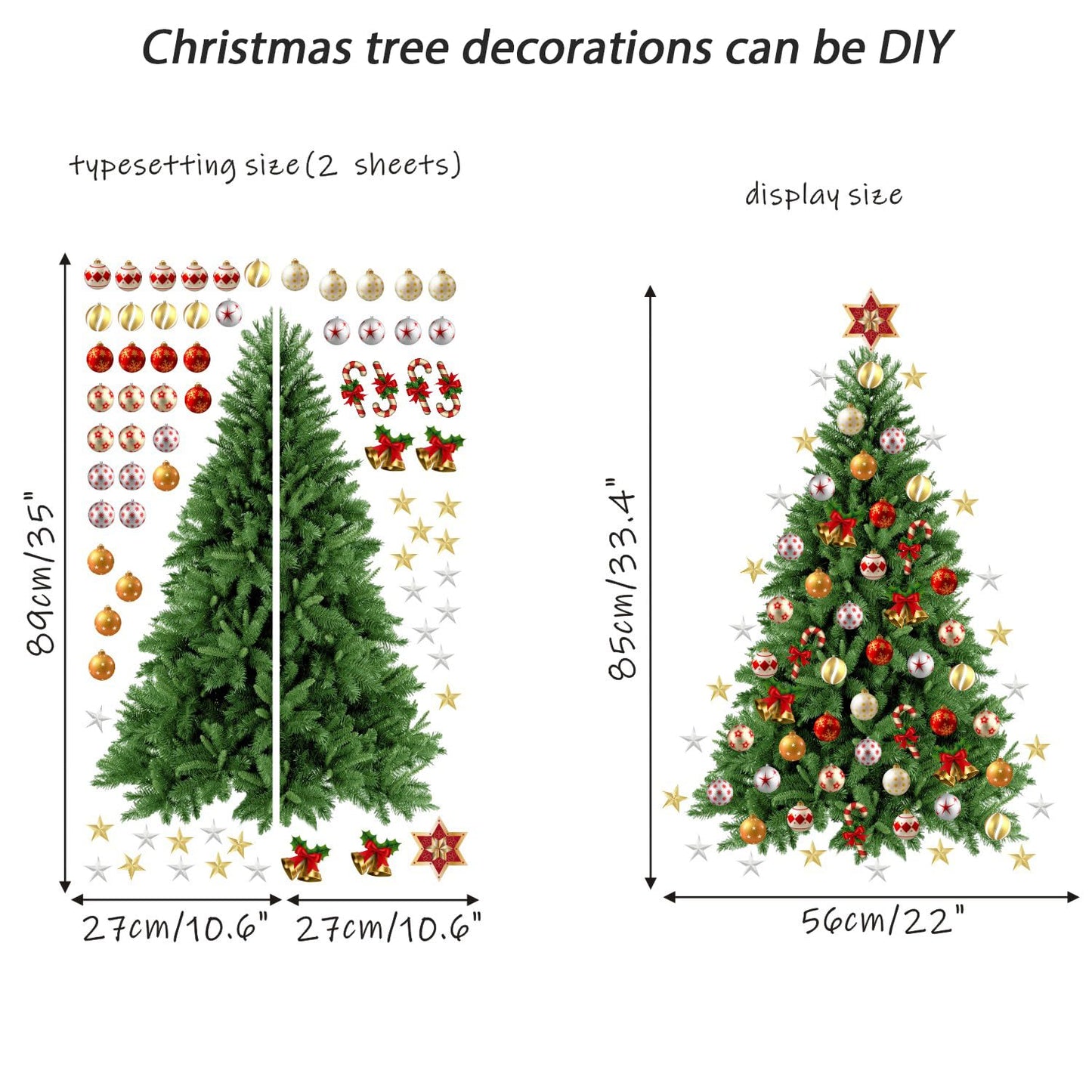 TOARTI Merry Christmas Wall Sticker DIY Christmas Trees Wall Decal for Living Room Bedroom Wall Decoration Xmas Holiday Party Supplies Xmas Trees Sticker