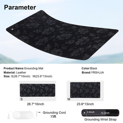 Grounding Mat for Sleep, Universal Grounding Mat for Pain Relief, Inflammation, Balance,Earth Connected Therapy. Grounding Wrist Strap and Grounding Mat Kit（23.6x13Inch）