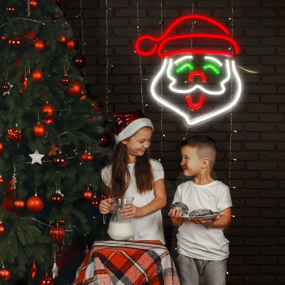 SmilingTown Christmas Neon Signs for Wall Decor USB Operated Neon Art Decorative Lights for Home Office Bar Pub Club Party Supplies Gift Idea (Santa)