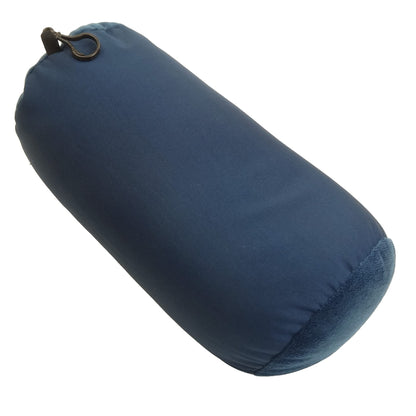 Wolf Essentials Microbead Bolster Tube Travel Pillow - Compact Neck Roll Pillow for Airplane, Car, or Home - Soft Lumbar Support Pillow - Navy