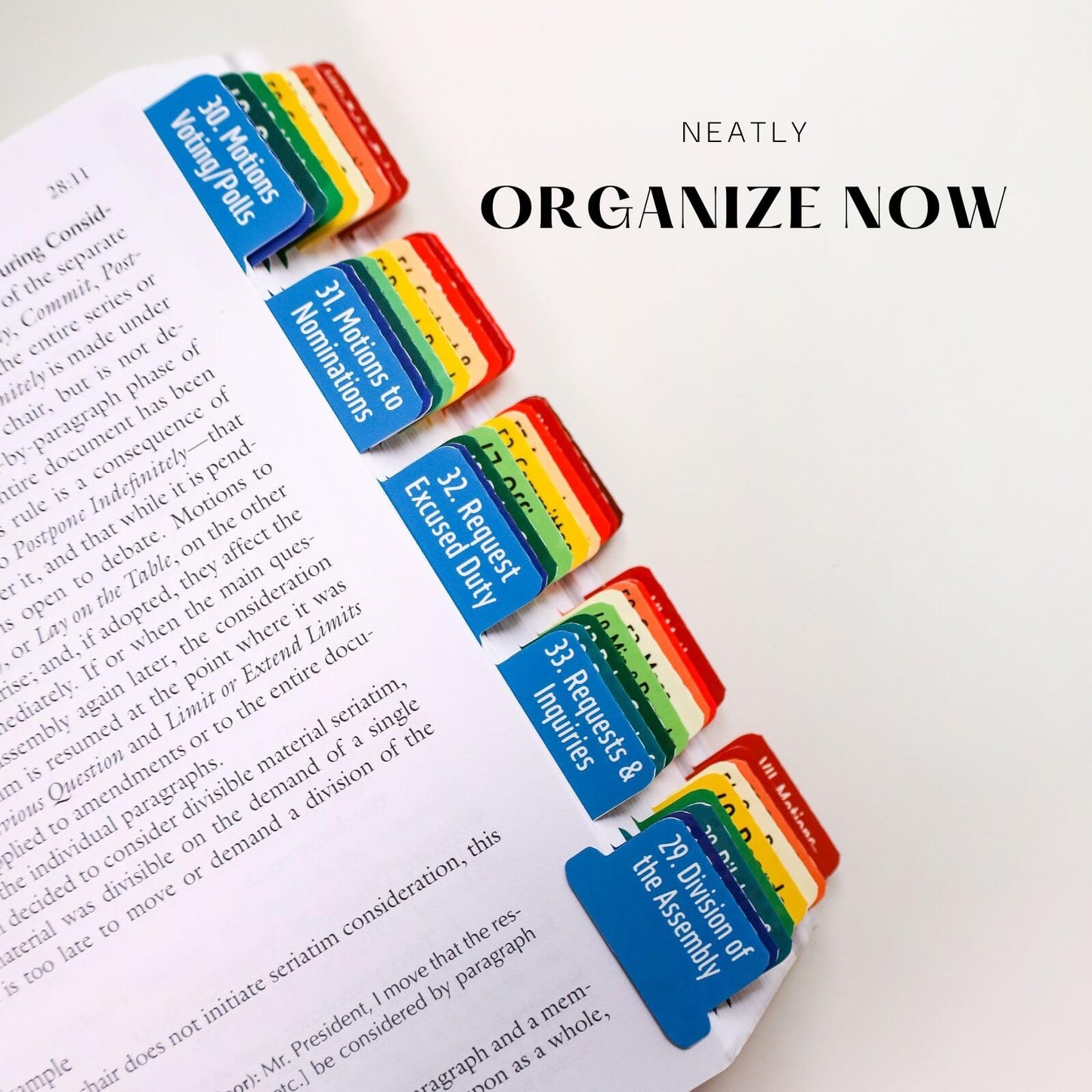 Index Tabs for Robert's Rules of Order 12th Edition, Laminated and Color-Coded for Long-Lasting Use and Fast Navigation. (Book Not Included)