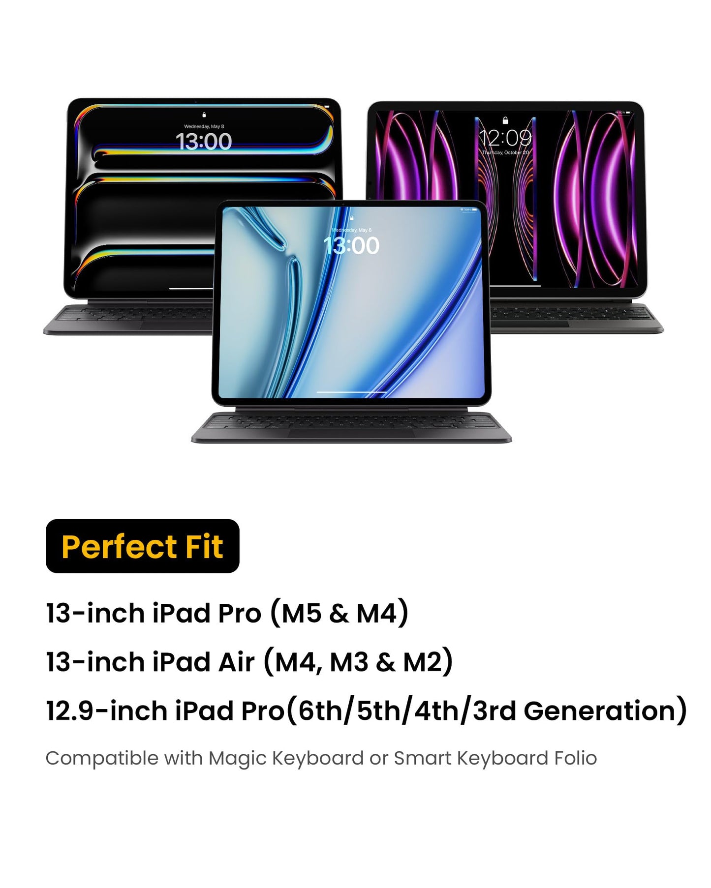 tomtoc 360 Protective Tablet Sleeve for 13-inch iPad Air 2026 (M4/M3/M2), iPad Pro 13-inch (M5/M4), 12.9-inch iPad Pro (6th/5th/4th/3rd Generation) with Magic Keyboard, Water-Resistant iPad Case Bag