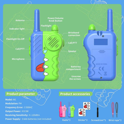 Gaswei W1 Walkie Talkies for Kids, Toys for 3-12 Years Old Girls Boys,Single Channel Kids Walkie Talkies with Flashlight Lanyard - 1000ft Long Range for Outdoor/Camping/Hiking (2-Pack)