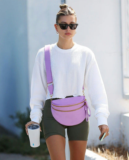Pure Colour Crossbody Bag Bum Bag for Women,Spacious Purse Fanny Packs Belt Bag,Oversized Bum Bag (Colour Bum Bag-Beige)