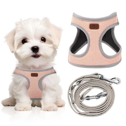 Xipdoger Dog Harness with Multifunction Dog Leash,No Pull Reflective Step-in Harness for Soft Adjustable No Choke Escape Proof,Easy Walk Dog Harness for Puppy,Small Dogs (Pink, XXS)