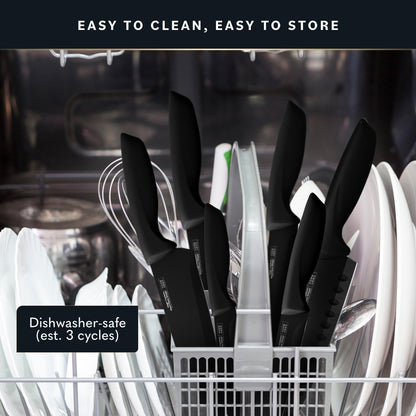 Home Hero Kitchen Knife Set with Sharpener - High Carbon Stainless Steel Knife Block Set with Ergonomic Handles (20 Pcs - Acrylic Black)