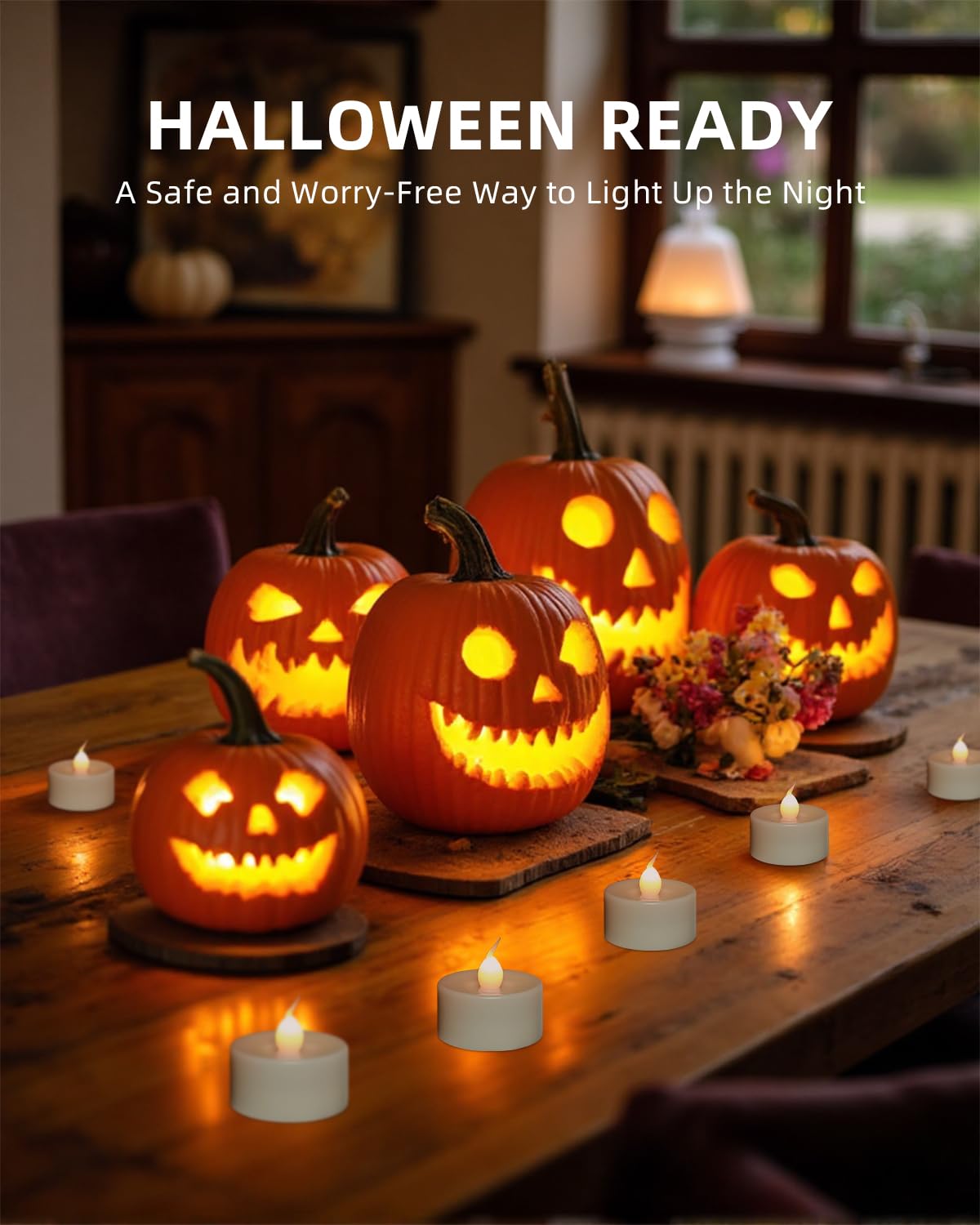 Tea Lights Candles Battery Operated, 12 Pack LED Tealight Candles, 1.7"x1.6" Ivory Votive Candles with Remote & Timer, Flameless Tealight Candles for Halloween Jack-O'-Lanterns, Christmas & Home Decor
